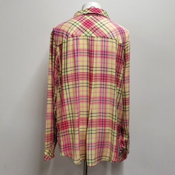 Torrid Pink and Yellow Plaid Button Down Shirt - Picture 6 of 13